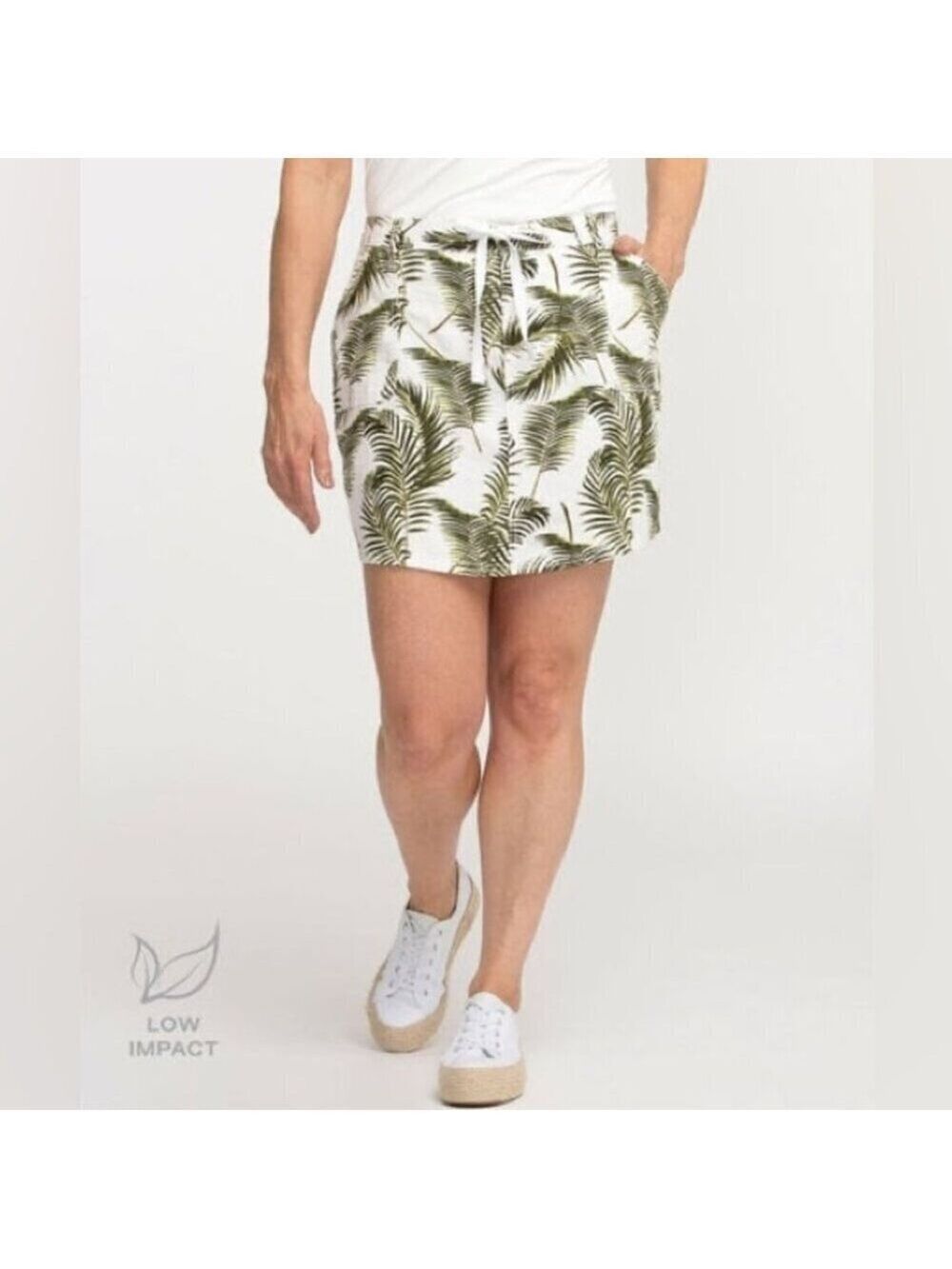 * CLEO Petites Palm Print Low Impact Linen Skort Size XL Petite